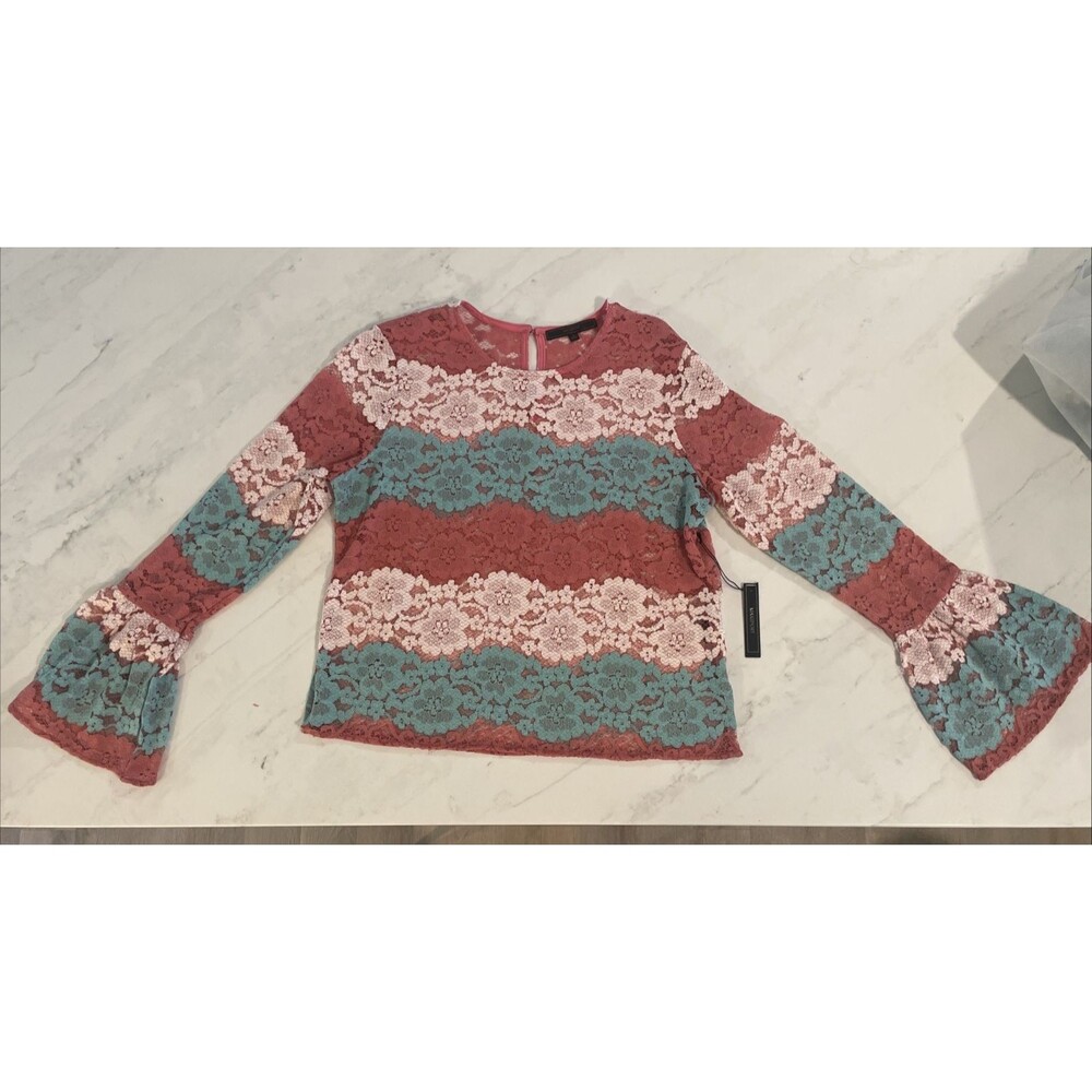 Max Sport Floral Lace Blouse Bell Sleeve L Cottagecore Fairycore Romantic Boho